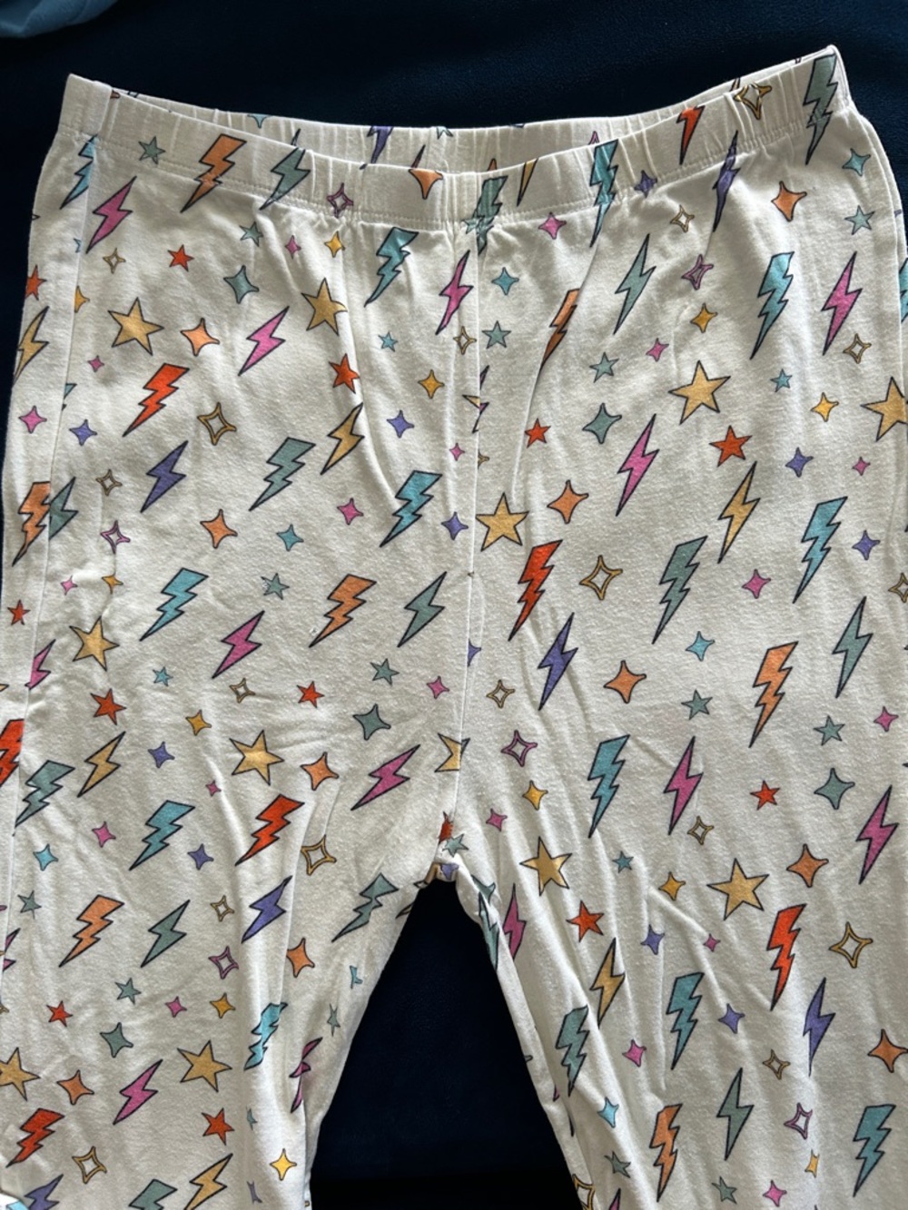 Posh Peanut Ivory Kids Pajama Set with Multicolor Lightning & Stars - Picture 3 of 5